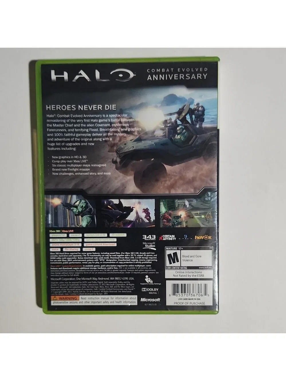 Microsoft Halo Combat Evolved Anniversary Xbox 360 DVD Keep Case